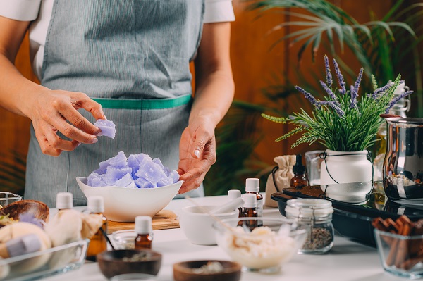 image of a cosmetician making soap