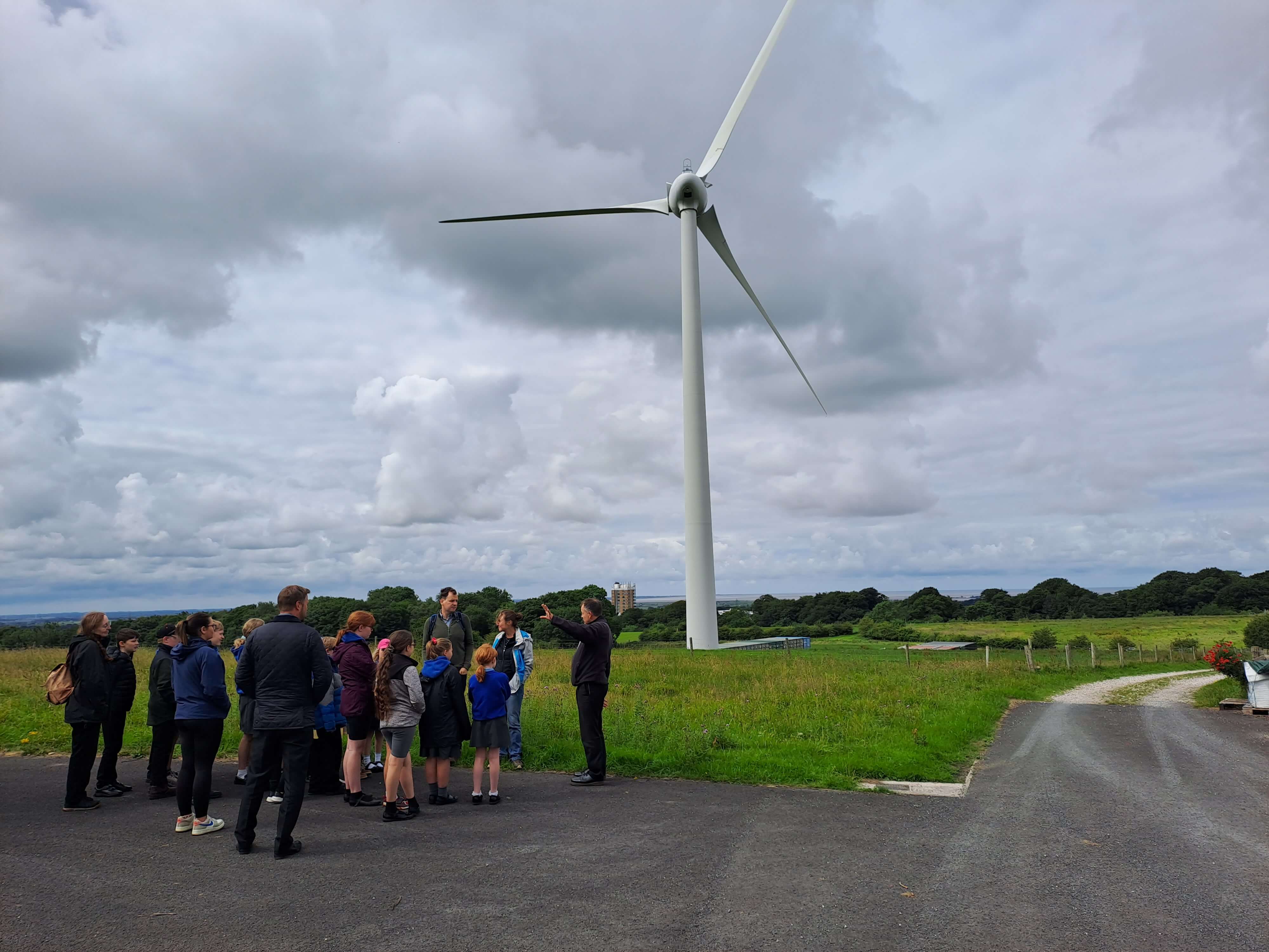 Dent CE Primary pupils at the wind turbine