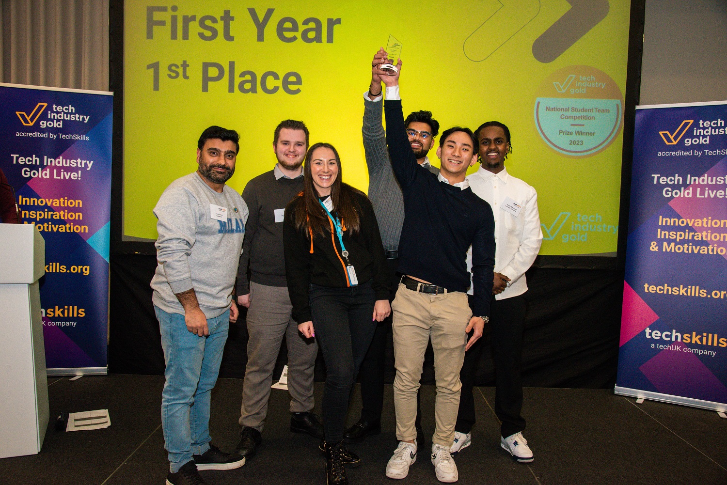 First year winning team from Lancaster University pictured at the event