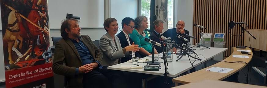 A picture of the panel: from left to right, Tony Pollard, Helen Parr, Peter Johnston, Gaynor Johnson, Chip Chapman and John Beales.