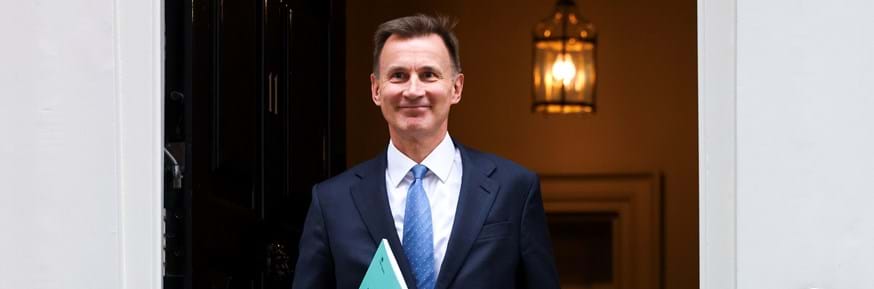 The Chancellor, Jeremy Hunt, leaves No.11 to deliver his Autumn Statement.