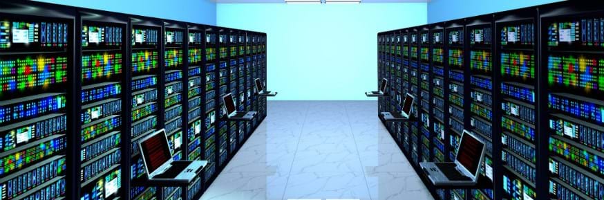 An image of servers in a data centre
