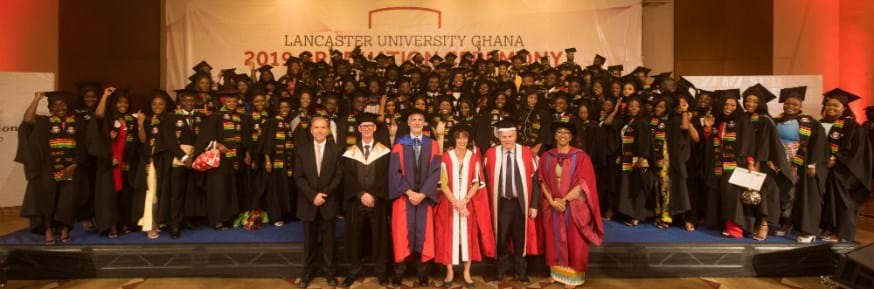 A photograph of graduates from Lancaster's Ghana campus
