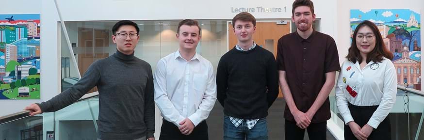 The Lancaster University team who have reached the IBM Undergraduate Universities Business Challenge Grand Final. From left: Haotian Dong, Joe Musker, William Warwick, Ryan Gledhill, Yitao Yang