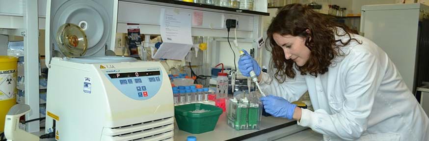 Researcher Gillian Dunphy in the lab