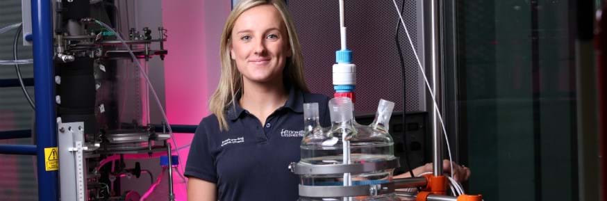 Jessica Mehers with laboratory equipment