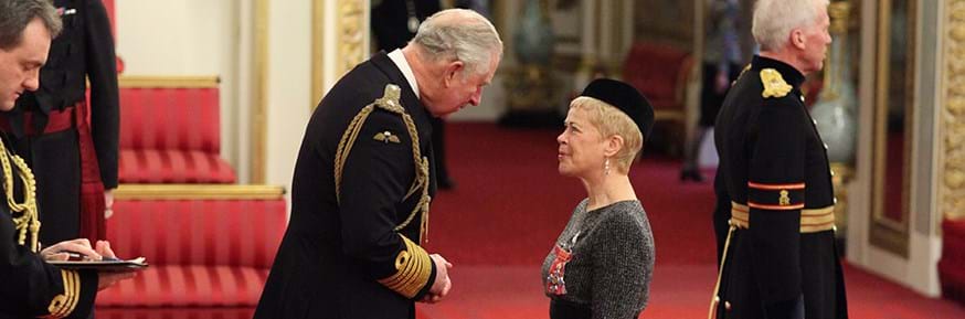 Professor Louise Heathwaite is presented with her CBE by HRH Prince Charles