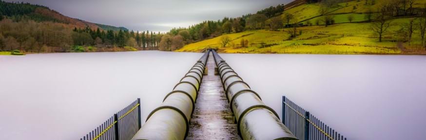 Water pipes at a reservoir