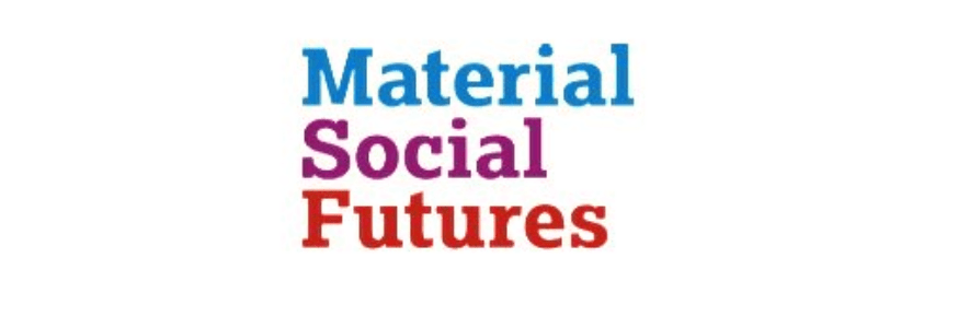 Material Social Futures logo in blue purple and red