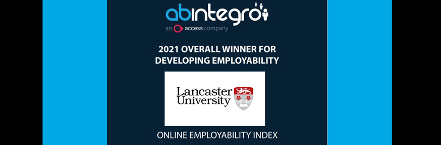 Slide with detail of the award won by Lancaster University