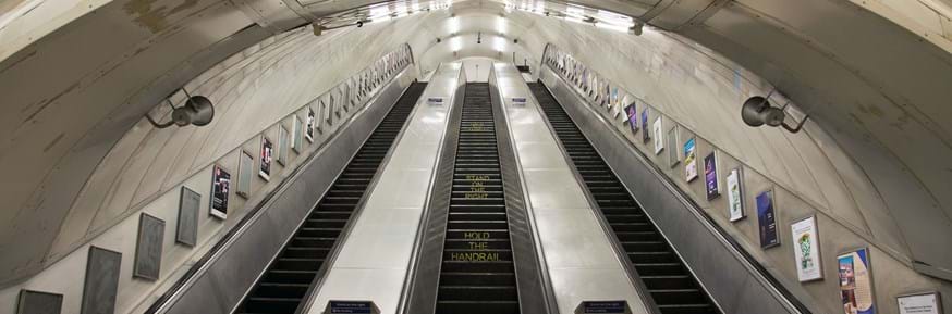 Escalators in London.