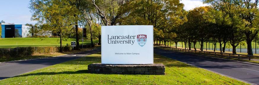 Lancaster University entrance sign