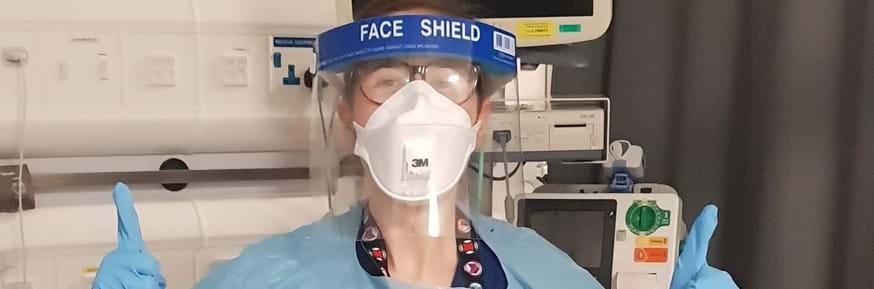Catia Gomes wearing PPE while working as a nurse 