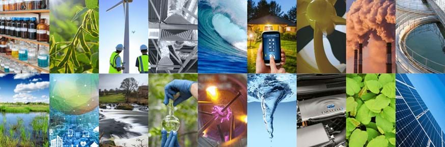 A montage of environmental innovation images