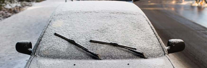 A frosted car windscreen