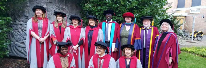 Dr Danni Collingridge Moore (top left) at her PhD graduation in 2021