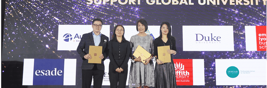 Photo shows partners on stage for China Career Development Award