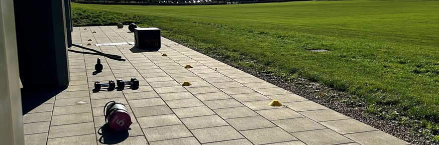 Gym equipment placed in the outdoor workout space