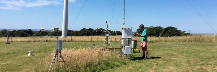 Dr James Heath takes a recording at Lancaster's Hazelrigg weather station