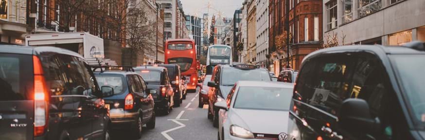Busy traffic scene in London