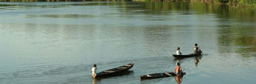 Boats on a river in Amazonia