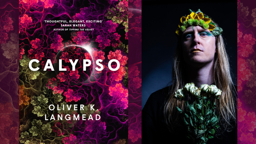 Left: The cover of Calypso, a new science fiction verse novel by Dr Oliver K. Langmead, out now. Right: Dr Oliver K. Langmead, a Creative Writing Lecturer at 51.