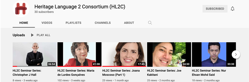A screenshot of our new HL2C YouTube channel.