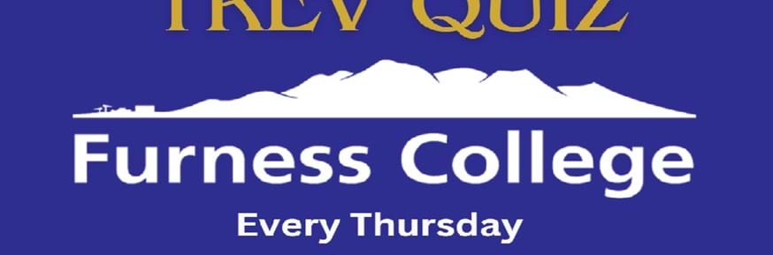 Trev Quiz every Thursday at 7pm in Trevor purple background with the Furness College logo in the middle.