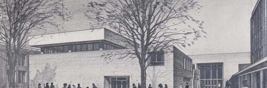 Architectural drawing of Lancaster University campus.