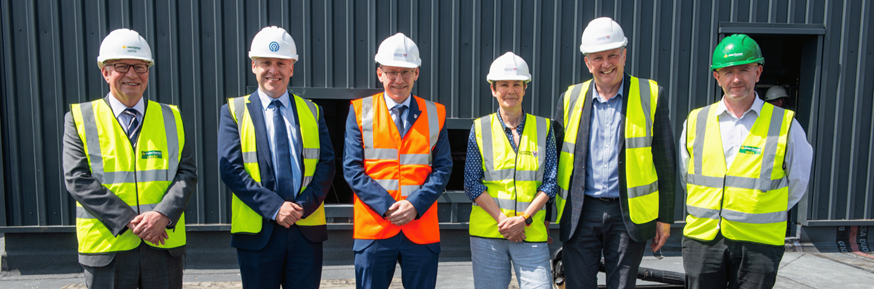 Key members of the project management at the topping out ceremony.