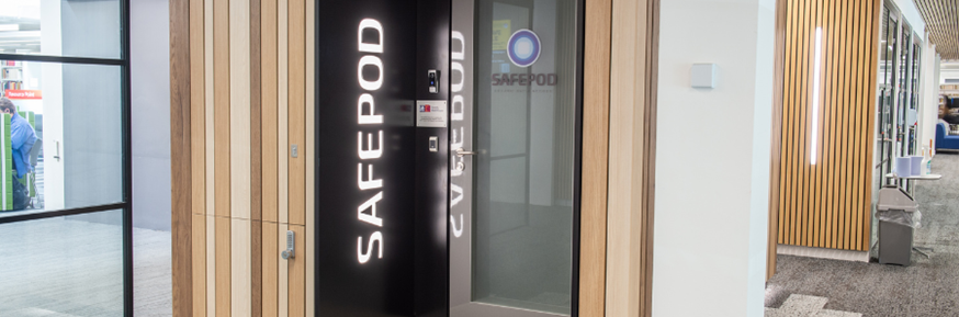 An image of the library safepod in the library.